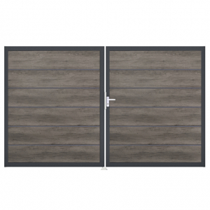 Groja BasicLine Steckzaun Premium Doppeltor DIN Links Sonderbreite H:180cm Monument Oak DB703