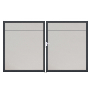 Groja BasicLine Steckzaun Premium Doppeltor DIN Links Sonderbreite H:180cm weiss DB703