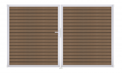 GrojaSolid Rhombus BPC Steckzaun Doppeltor 300x180cm Teak co-exdrudiert EV1, DIN rechts