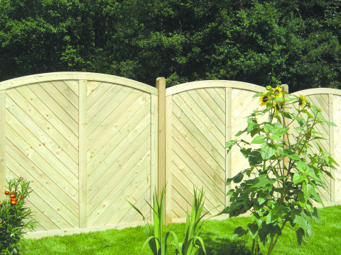Massivzaun Piemont 180x180-160cm Rundbogen geschlossen aus Fichte druckimprgniert