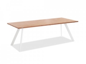 Tischgestell Aluminium Ivory Tischplatte Teak recy