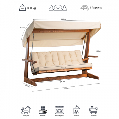 Pemode Hollywoodschaukel Viva 2400 Beige
