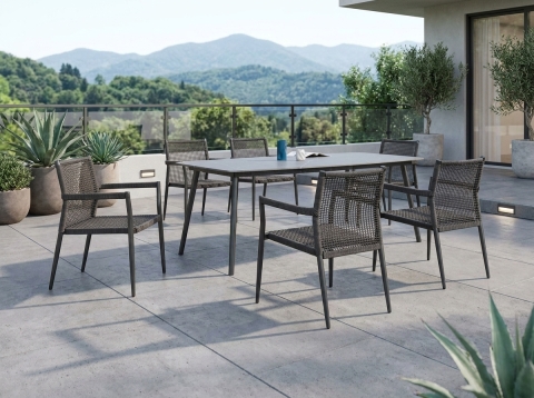 MWH Ropero Gartenmöbel-Set, 6 Stapelstühle, 1  Tisch 210x105cm