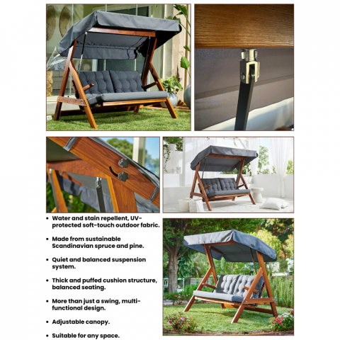 Pemode Hollywoodschaukel Paris 2000 Anthrazit