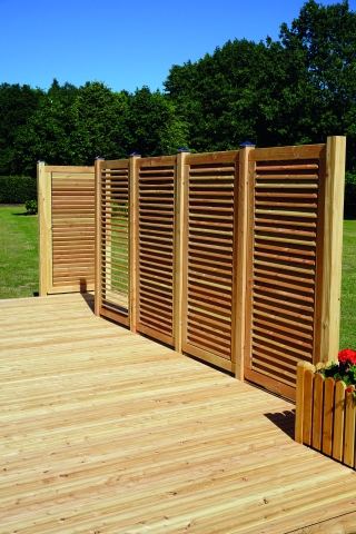 Jalousiezaun Limone L&auml;rche-Douglasie 180x180cm, Lamellen verstellbar
