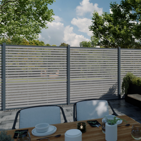 Sichtschutzzaun Nizza Fichte Granit 180x180 Bausatz (4-teilig)