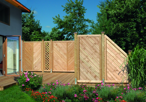 Sichtschutzzaun Lugano L&auml;rche-Douglasie 180x180cm mit Rankgitter