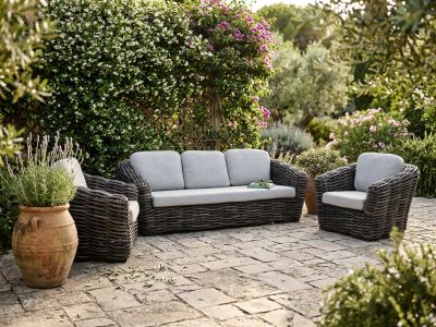 Apple Bee Palm Bay-Soul Lounge-Set-2 mit zwei Sessel und einem Sofa mit Polstern