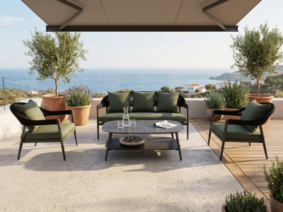 MWH Camarillo 4-tlg. Lounge-Set Polster gr&uuml;n inkl. Tisch