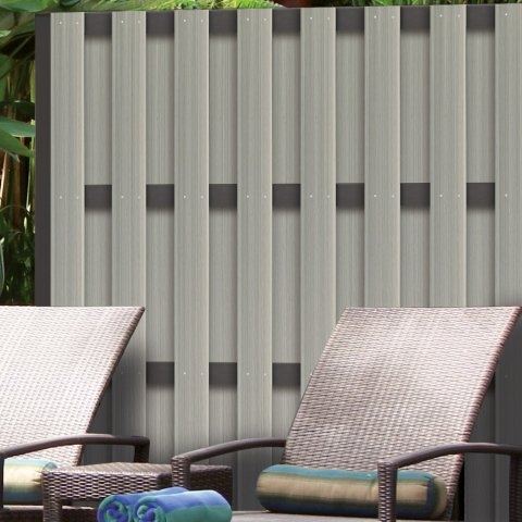 Elephant Basic Sichtschutz WPC, Bicolor-Wei&szlig; 90x180cm