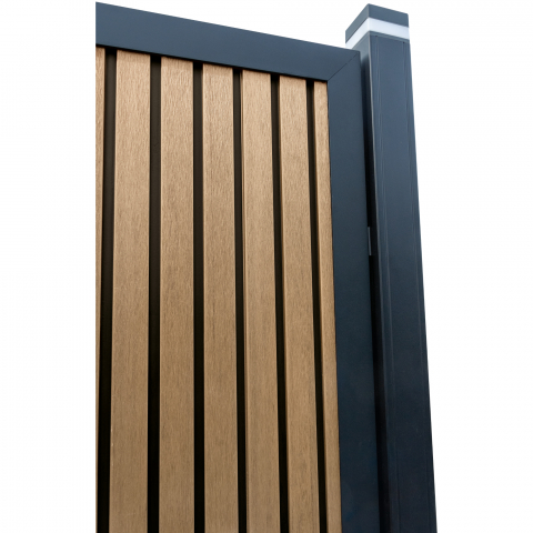 Elephant Dark Line Stripesvertikal WPC Zaun, Oak and Black co-extrudiert 180x180cm