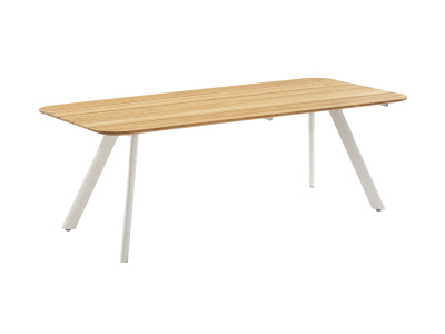 Niehoff Muro Tisch, Stativprofil Ivory, Teak 220cm