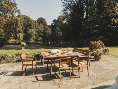 Niehoff Ann Gartenm&ouml;bel-Set Ecksitzgruppe Teak natur ge&ouml;lt Eckbank ca. 238x163cm