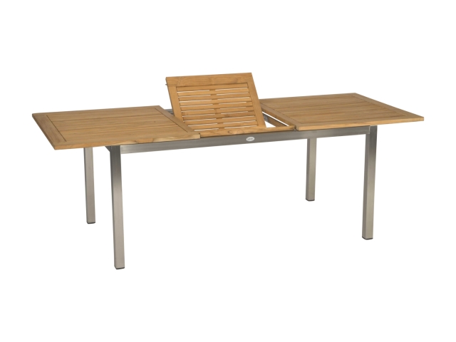Stern Ausziehtisch Teak und Edelstahl, 162-220x90cm