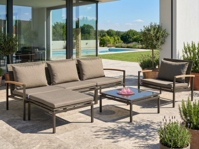 Stern Lucy Lounge Set inkl. Kissen und Tisch, Aluminium anthrazit, inkl. Kissen