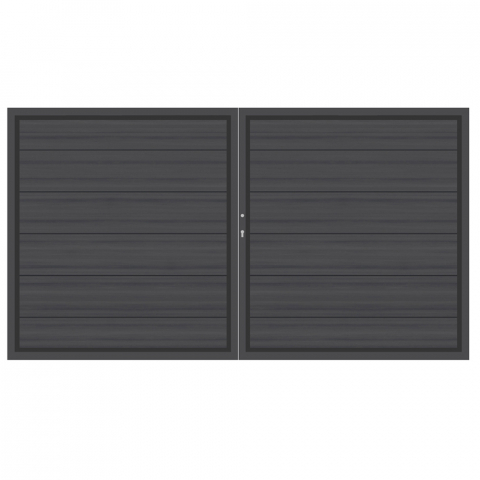 System WPC XL Platinum Doppeltor Anthrazit 2036 - H:180cm, Anthrazitrahmen, Sonderbreite