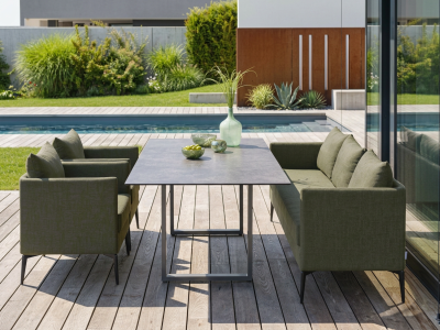 Stern Marta Dining Set, 1 Tisch 200x100cm, 1 Sofa 200cm, 2 Sessel inkl. Polster