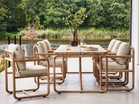 Apple Bee Dolce Armlehnstuhl Teak Kissen Cotton Flower