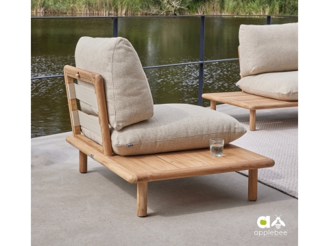 Apple Bee Sling Loungesessel 108cm, Ablage rechts, Teak Kissen Cotton Flower