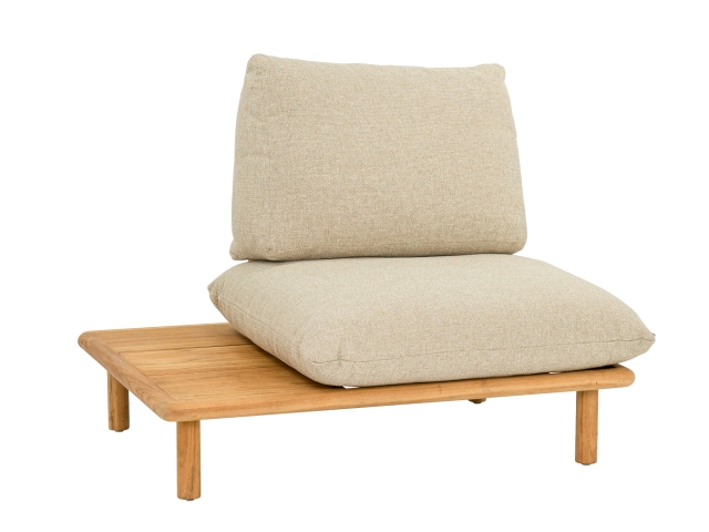 Apple Bee Sling Loungesessel 108cm, Ablage rechts, Teak Kissen Cotton Flower