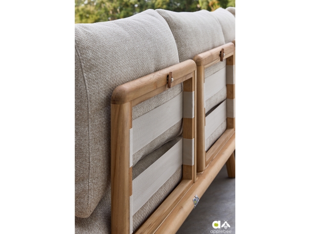 Apple Bee Sling Loungesessel 108cm, Ablage rechts, Teak Kissen Cotton Flower