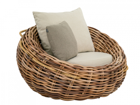Apple Bee Cocoon Lounge Chair Boucle Cream 130x130x69cm