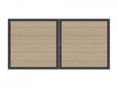 System WPC XL Doppeltor sand 2036 - H:180cm, Anthrazitrahmen, Sonderbreite