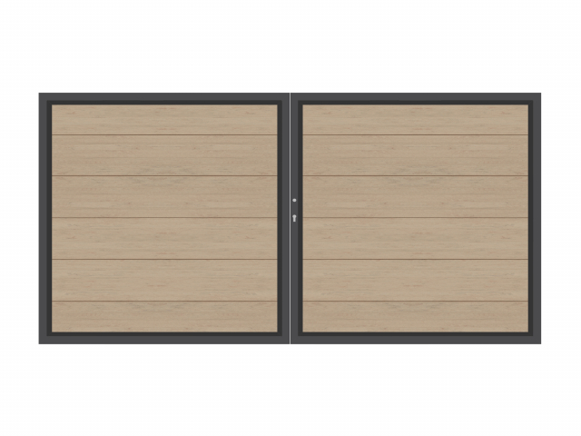 System WPC XL Doppeltor sand 2036 - H:180cm, Anthrazitrahmen, Sonderbreite