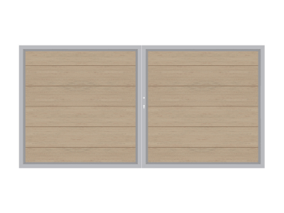 System WPC XL Doppeltor sand 2036<br>H:180cm, Silberrahmen, Sonderbreite