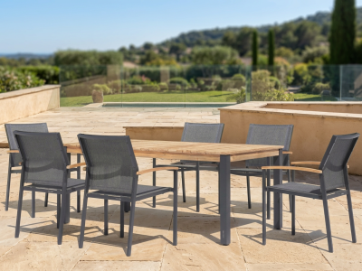 Zebra Gartenm&ouml;bel-Set Alex-Derex-6, 6 Sessel Alex und 1 Tisch Derex 180x100cm