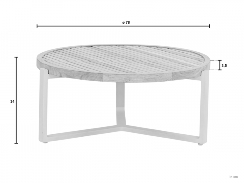 Apple Bee Monaco Kaffeetisch Oyster Teak 78x34cm