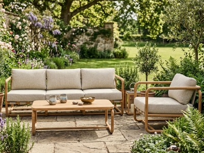 Apple Bee Dolce Lounge-Set 6 Teak inkl. Kissen Cotton Flower ca. 300x170cm Apple Bee Dolce Lounge-Set 6 Teak inkl. Kissen Cotton Flower ca. 300x170cm