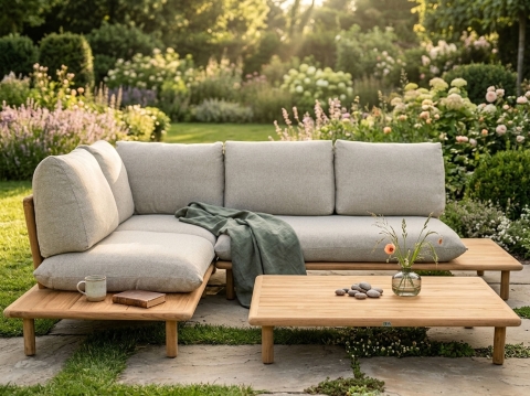 AppleBee Apple Bee Sling Lounge-Set 2 ca. 260x193cm Teakholz Cotton Flower