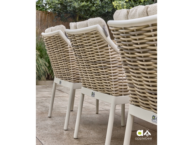 Apple Bee Milou Dining-Set 1 Oyster Tisch 240x100cm mit 6 Sesseln