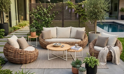 Apple Bee Cocoon-Condor Lounge-Set 3 Boucle cream ca. 496x260cm