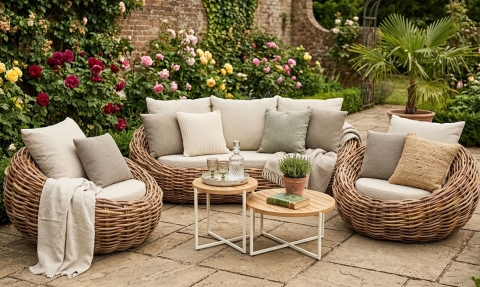 Apple Bee Cocoon-Condor Lounge-Set 4 Boucle cream ca. 496x260cm