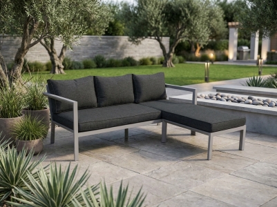 Brafab Delia Diwan Loungesofa, Alu Khaki, inkl. Polster 167x147x74cm