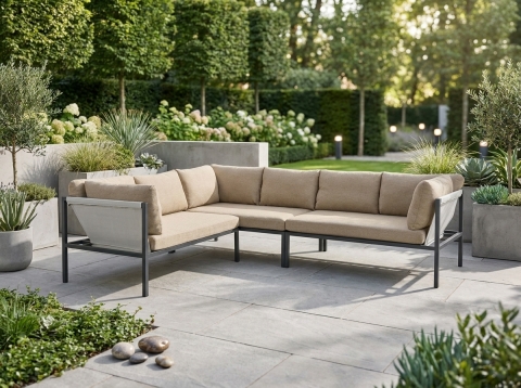 Brafab Allie Loungeset, Anthrazit-Barley 256x211x83cm inkl. Kissen