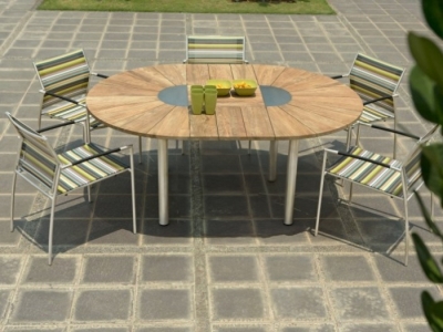 Zebra Gartenm&ouml;bel-Set 5 Rovex Sessel mit 1 Catax Ausziehtisch aus recyceltem Teakholz