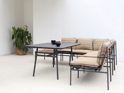 Zebra Max Eck-Lounge Set ca. 246,5x232cm mit Tisch 140x90cm