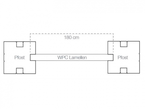 Steckzaun WPC steingrau 180x174cm, Leiste Silber