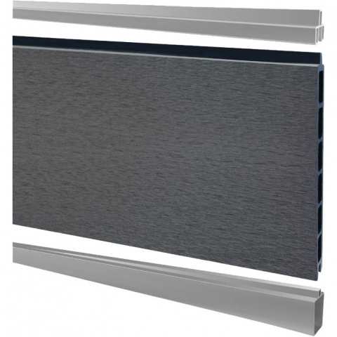 Steckzaun WPC steingrau 180x174cm, Leiste Silber