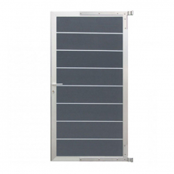 Mesem Zauntor WPC steingrau 90x176cm, Leiste Silber inkl. Beschlag