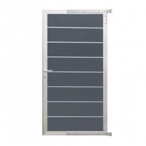 Mesem Zauntor WPC steingrau 90x176cm, Leiste Silber inkl. Beschlag