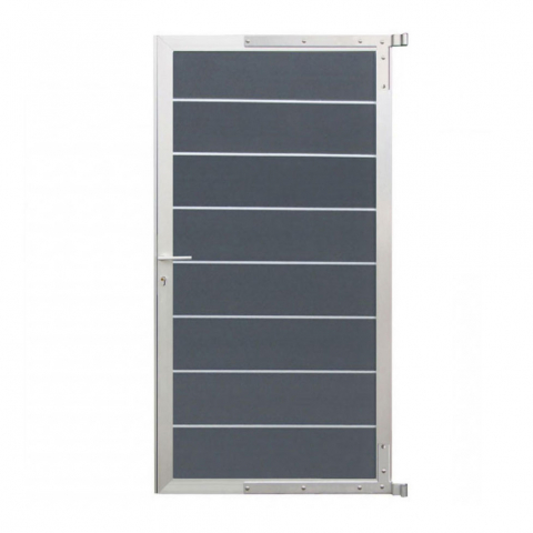 Mesem Zauntor WPC steingrau 90x176cm, Leiste Silber inkl. Beschlag