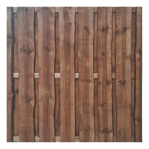 Bohlenzaun Rustic 180x180 cm Kiefer druckimprägniert Braun aus unbesäumten sägerauhen Bohlen
