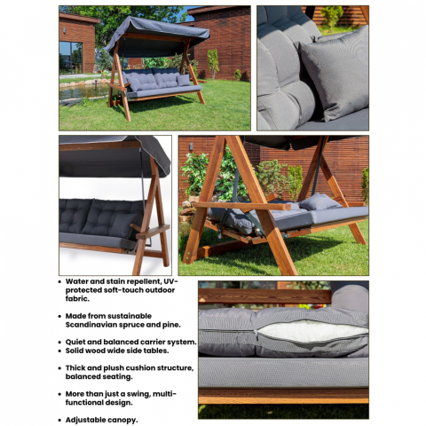 Pemode Hollywoodschaukel Lyon 2400 Anthrazit