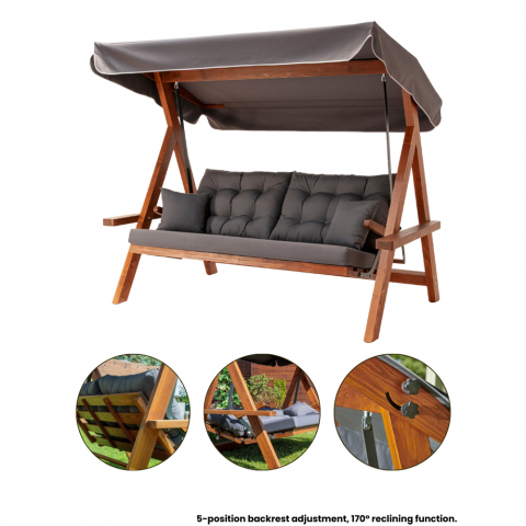 Pemode Hollywoodschaukel Lyon 2400 Anthrazit