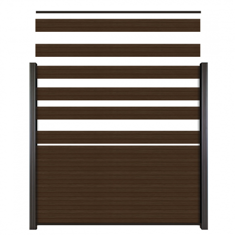 Elephant Steckzaun Set Triple Rhombus WPC Natural Dark Brown Leisten Schwarz
