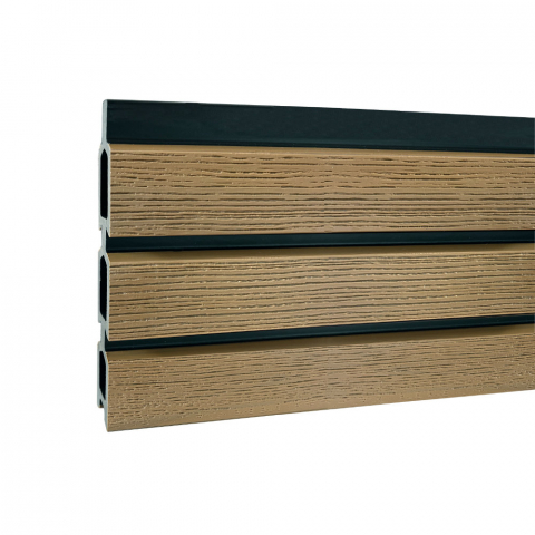 Elephant Steckzaun Set Triple Rhombus WPC Eiche Leisten Schwarz